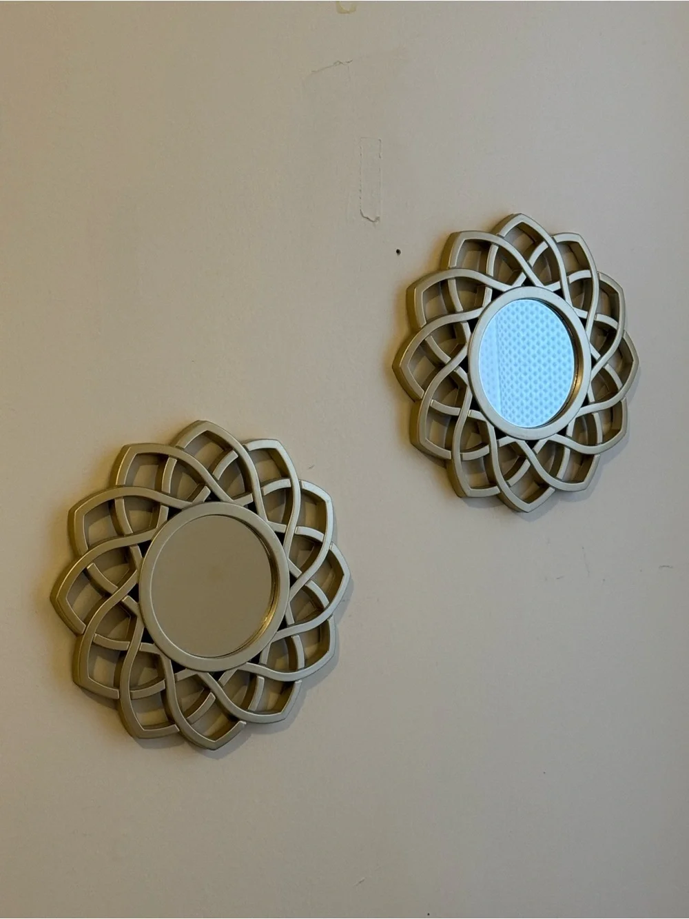 Decorative Silver Floral Wall Mirrors - Set of 2